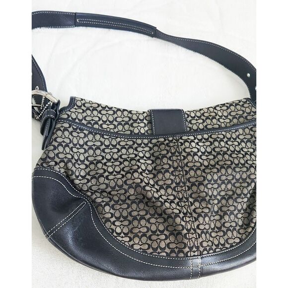 Coach 6808 Y2K Soho shoulder bag w/ sig. C canvas,black leather,silver hardware - Picture 8 of 8